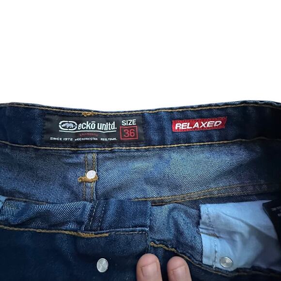 ECKO Unltd. Men's Jean Medium Shorts Blue 759 Relaxed Fit Size 36 - Y2K Jorts - Picture 3 of 6